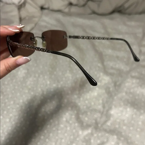 Ferragamo Brown & Silver Rimless Sunglasses Salvatore Ferragamo Rimless Sunglasses – 100% UV Protection  main image 3